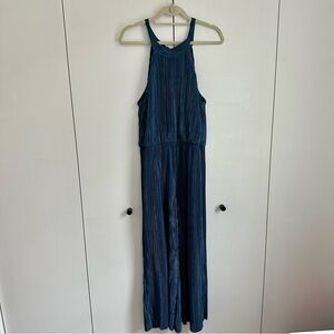 Nordstrom Miami Brand Teal Halter Pleated Jumpsuit